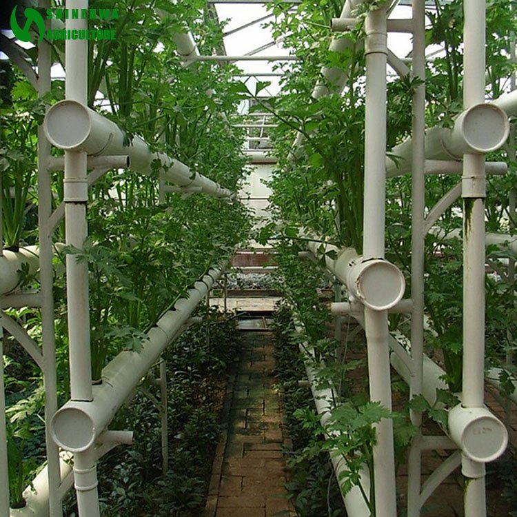 Vertical NFT Round PVC Pipe Hydroponic Container System For Agricultural Greenhouses Vegetables Growing