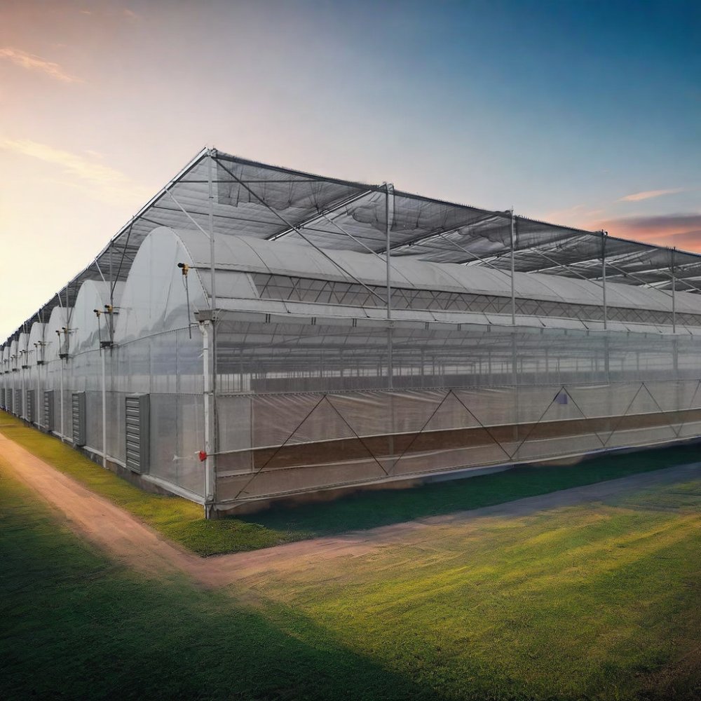 Tropical Plastic Film Greenhouse Multi Span Agricultural Greenhouse With Column And Gutter