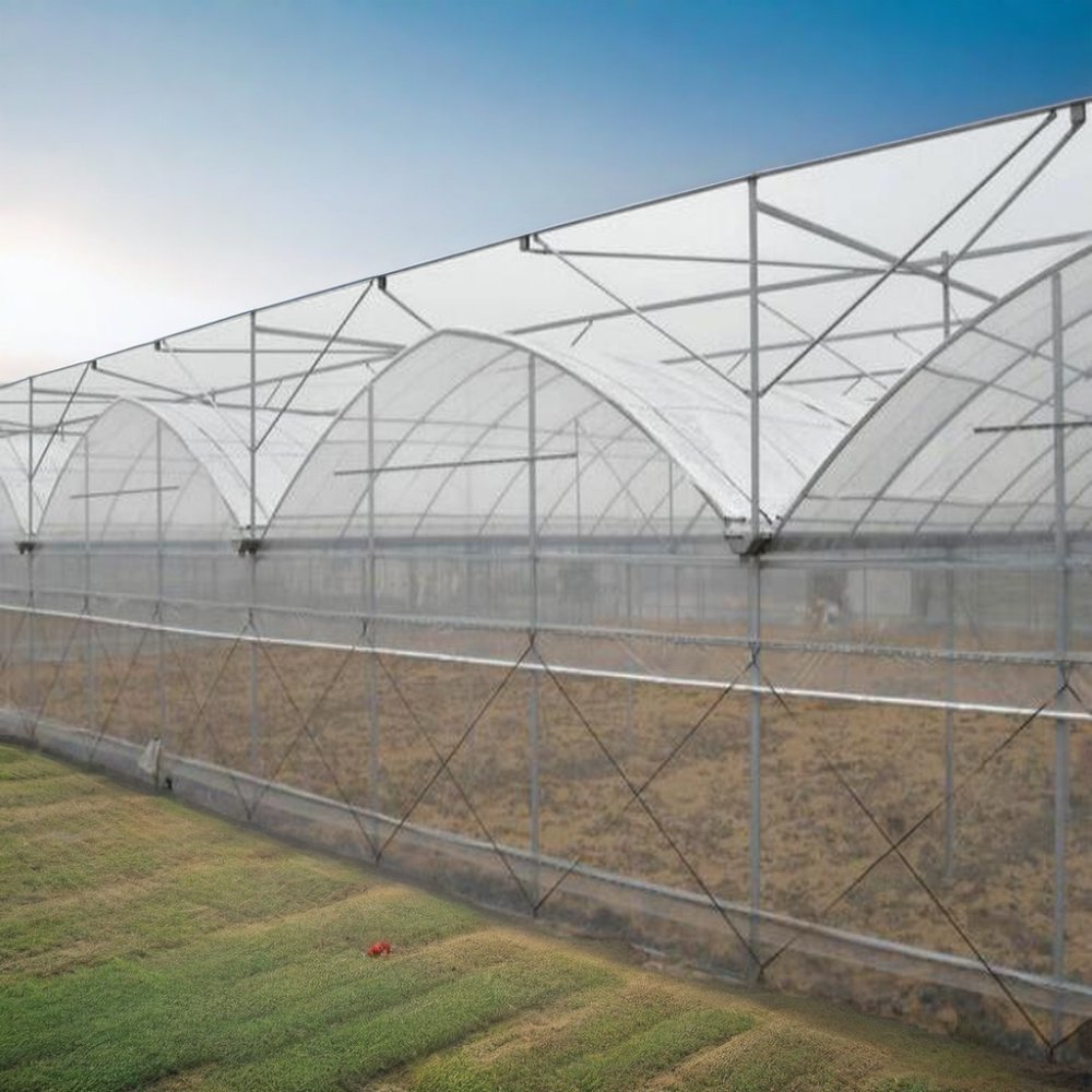 Tropical Plastic Film Greenhouse Multi Span Agricultural Greenhouse With Column And Gutter