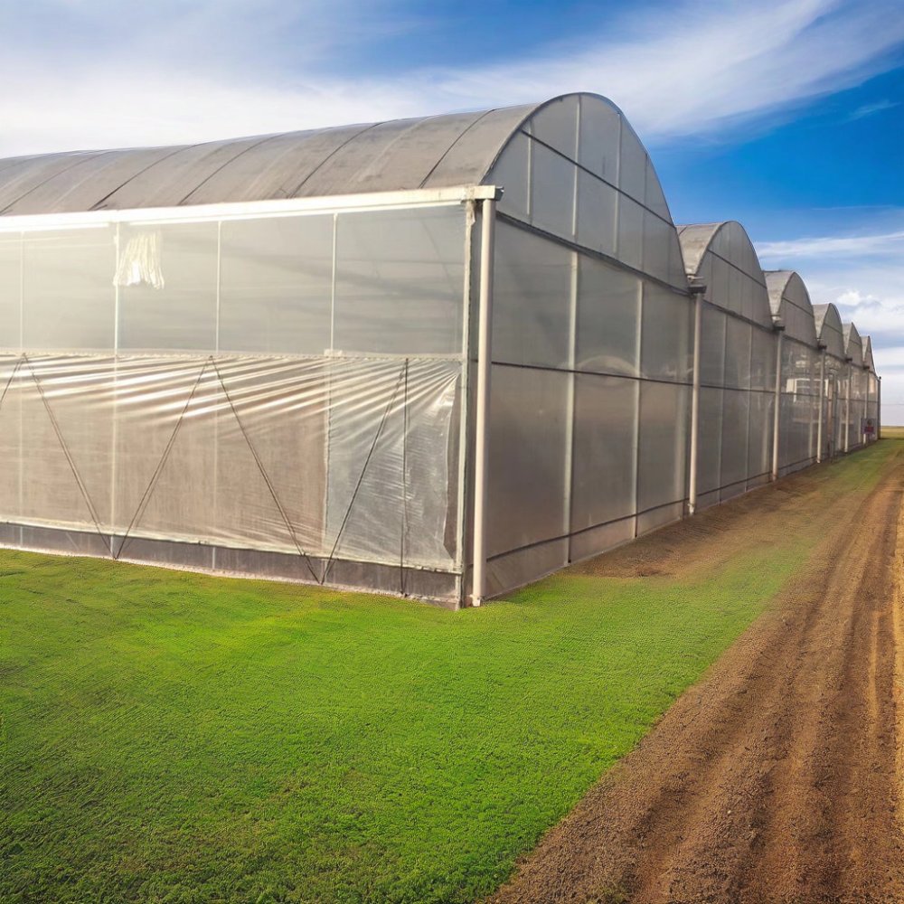 Tropical Plastic Film Greenhouse Multi Span Agricultural Greenhouse With Column And Gutter