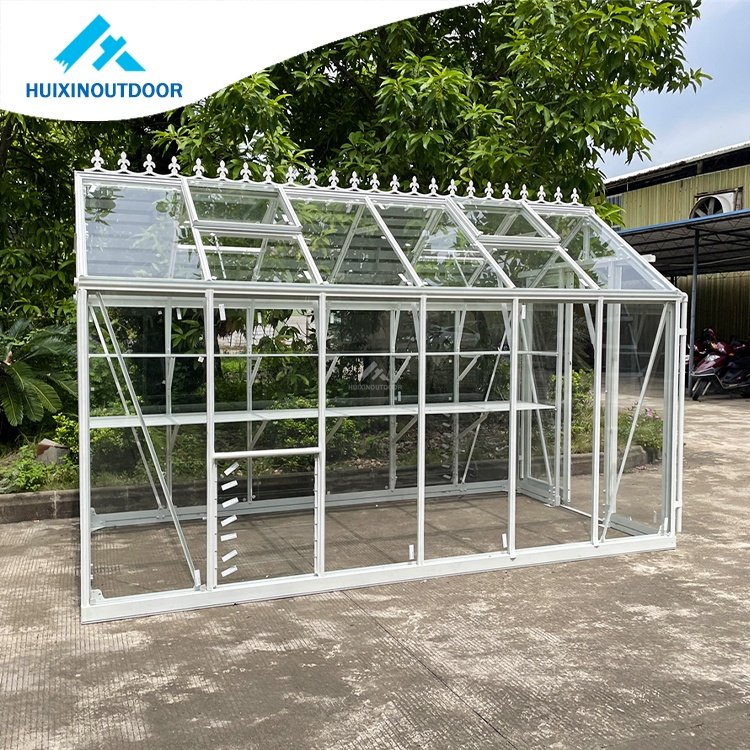 Glasshouse garden luxury china winter cover mushroom green house solar glass greenhouse kits accessories multi-span greenhouses