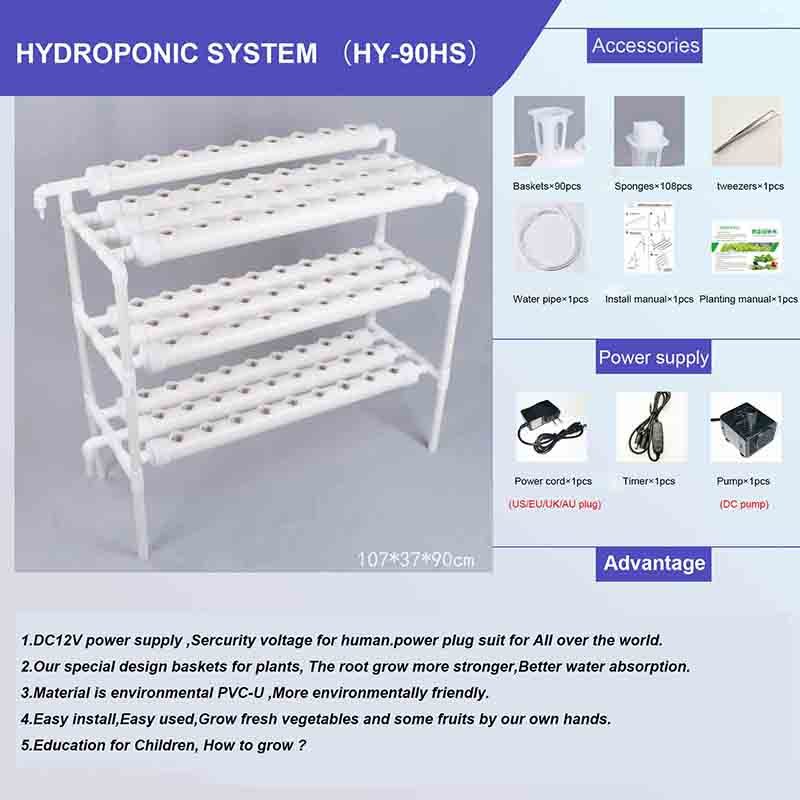 Single Side Third Layers 36holes/72holes/90holes/108holes PVC Pipe Indoor NFT Hydroponic System Greenhouse Agriculture Channels
