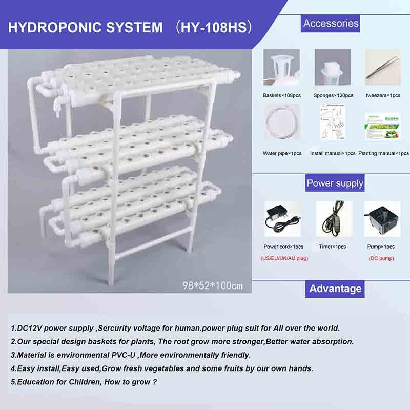 Single Side Third Layers 36holes/72holes/90holes/108holes PVC Pipe Indoor NFT Hydroponic System Greenhouse Agriculture Channels