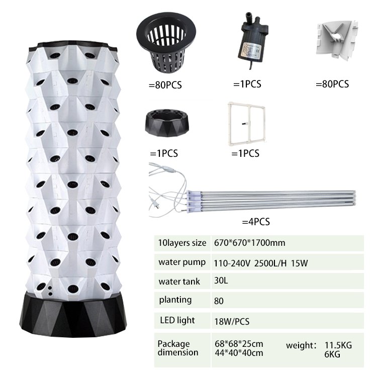 Farming Aeroponics Herb/flower/vegetable Garden Agricultural Greenhouse Soilless Culture Vertical Hydroponic Growing Tower Pvc