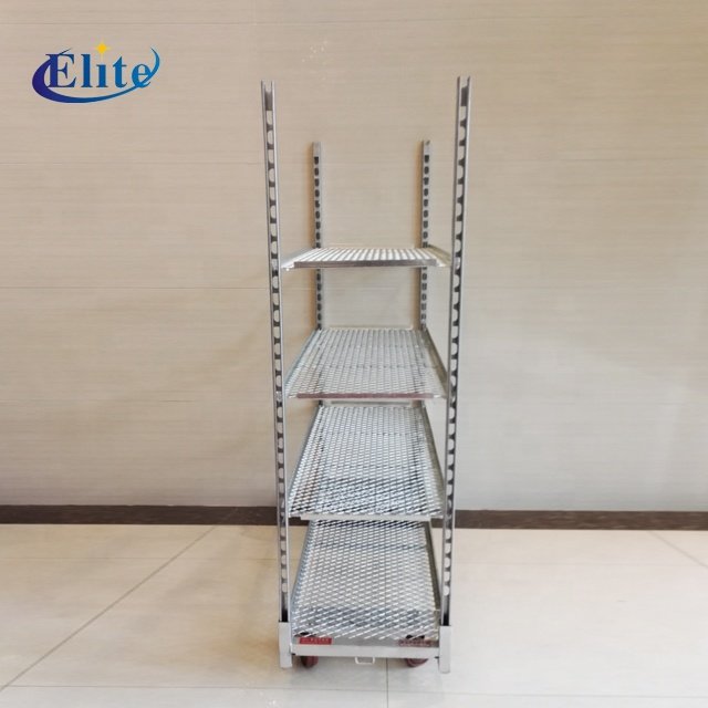 Greenhouse flower plant display storage shipping metal steel expanded mesh wire shelf cart