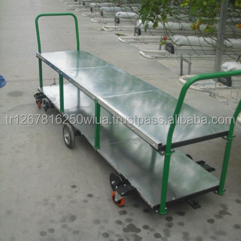 TOP New Version Small Metal Harvesting Trolley for Tunnel Greenhouse Hydroponic Features for Agriculture