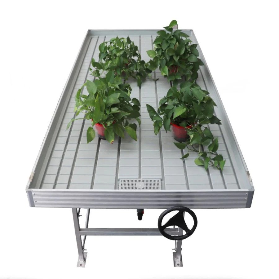 Custom 2x4 4x4 4x8 5x5 Indoor Hydroponic Grow Table Bed rolling trays with ABS Plastic Flood Trays for Rolling Benches