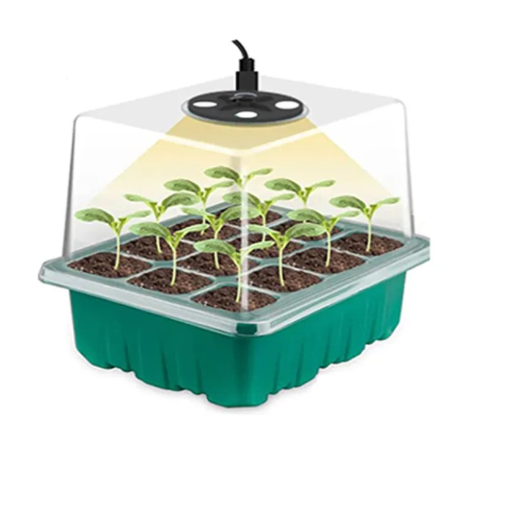 8 LEDs Germination Starter Seedling Tray Black Seedling Box Hydroponic Agriculture Seedling Tray Plant Nursery Seed Trays