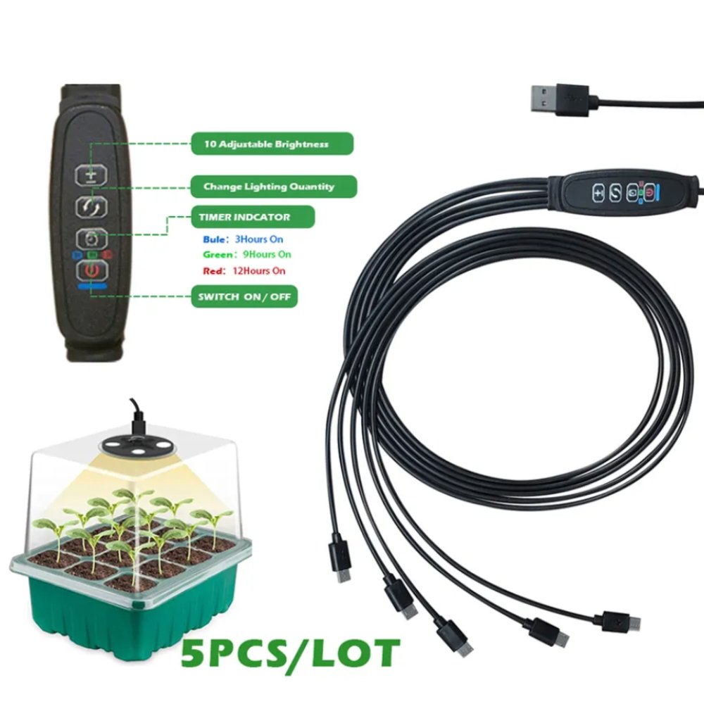 8 LEDs Germination Starter Seedling Tray Black Seedling Box Hydroponic Agriculture Seedling Tray Plant Nursery Seed Trays