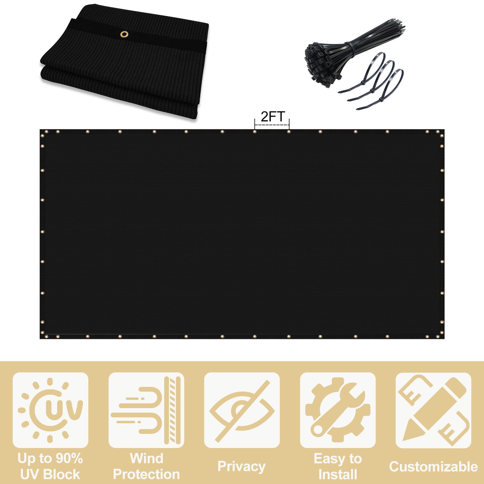 Outdoor Agricultural Woven Plastic Black Fence Cover Privacy Screen Shade Net
