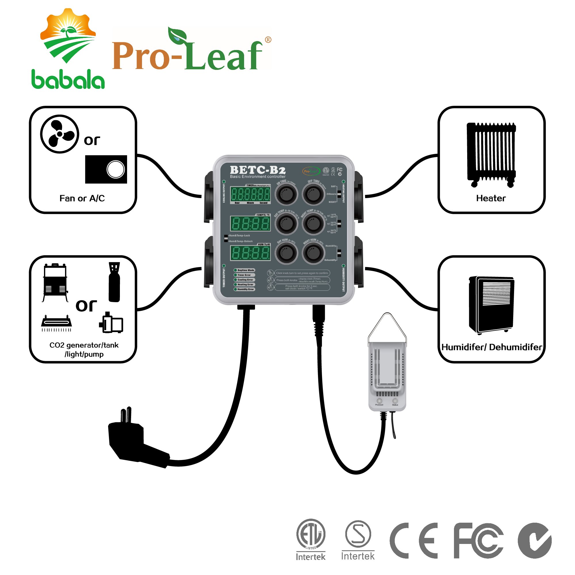 Pro-leaf BETC-B2 Grow Tent environmental temperature humidity and timer irrigation controller Hydroponics Indoor grow control