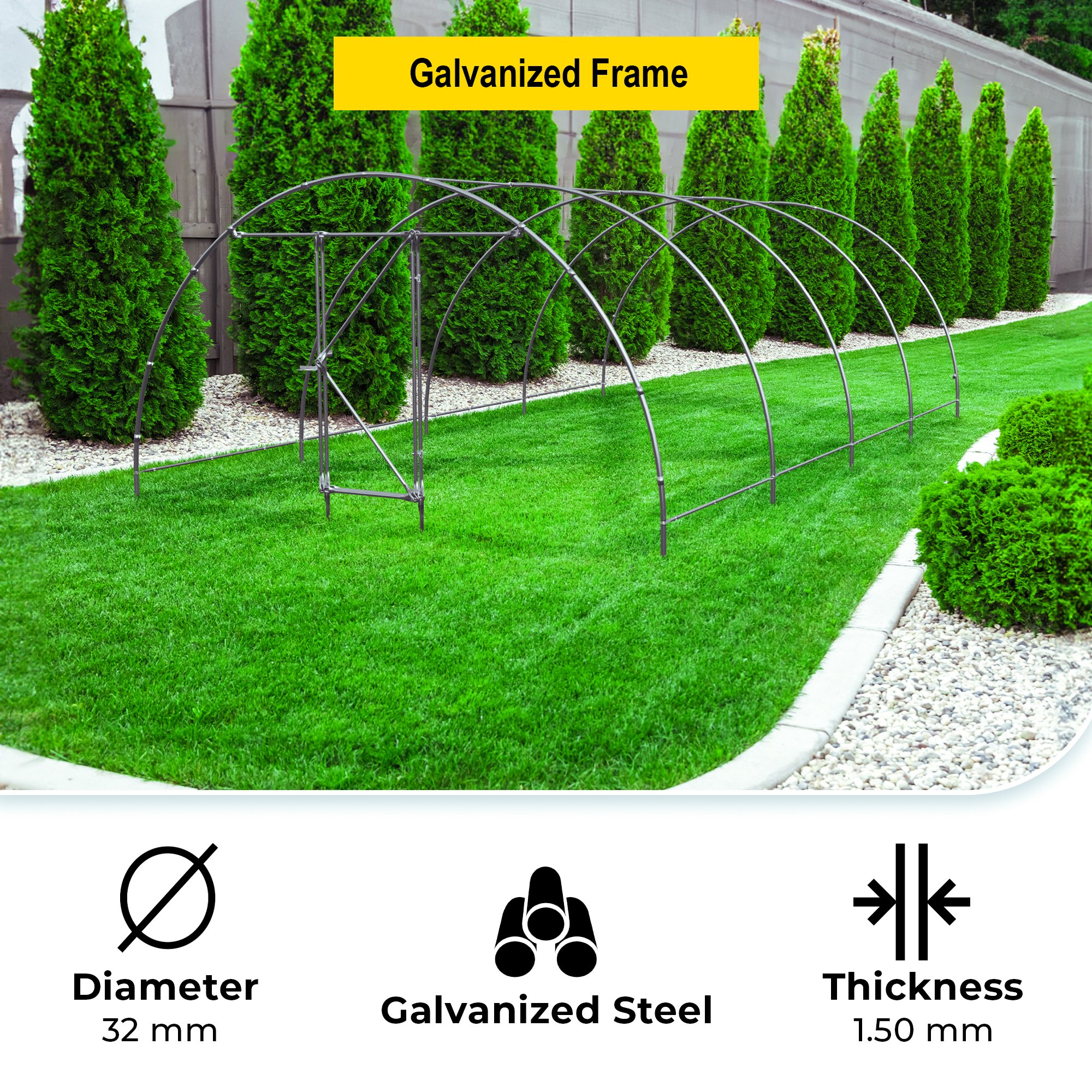 Walk-in Garden Greenhouse Outdoor Green House for Fruits, Vegetables, Plants, and Flowers 8x4.5x2.5 m EU PROFI Greenhouse