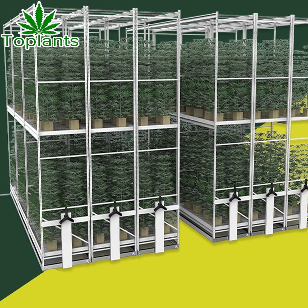 China wholesale Hydroponics Agricultural Greenhouse moving shelves growing racks