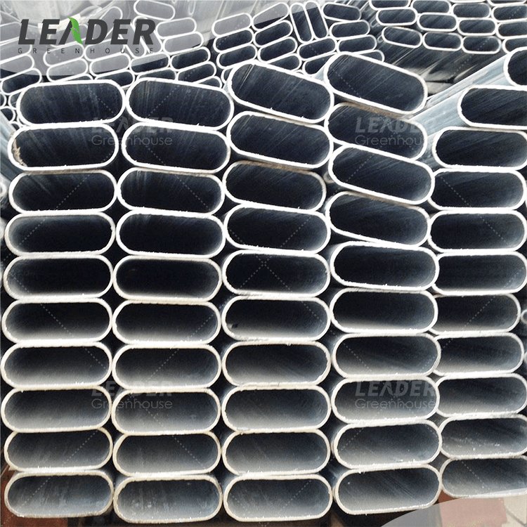 Agricultural single multi span greenhouse frame structure 3/4" 1/2" 1" hot dip galvanized steel GI square tube oval round pipe