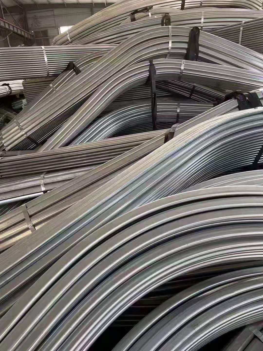 Agricultural single multi span greenhouse frame structure 3/4" 1/2" 1" hot dip galvanized steel GI square tube oval round pipe