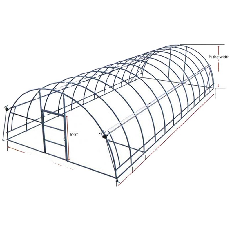 Large Single-Span Tunnel Greenhouse for Agriculture PO Film Growing System with Motor Ventilation