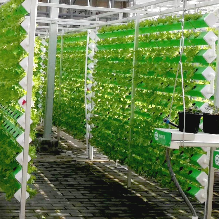 New agriculture hydroponic growing vertical system 288 holes hydroponic equipment vertical garden with LED light in greenhouse