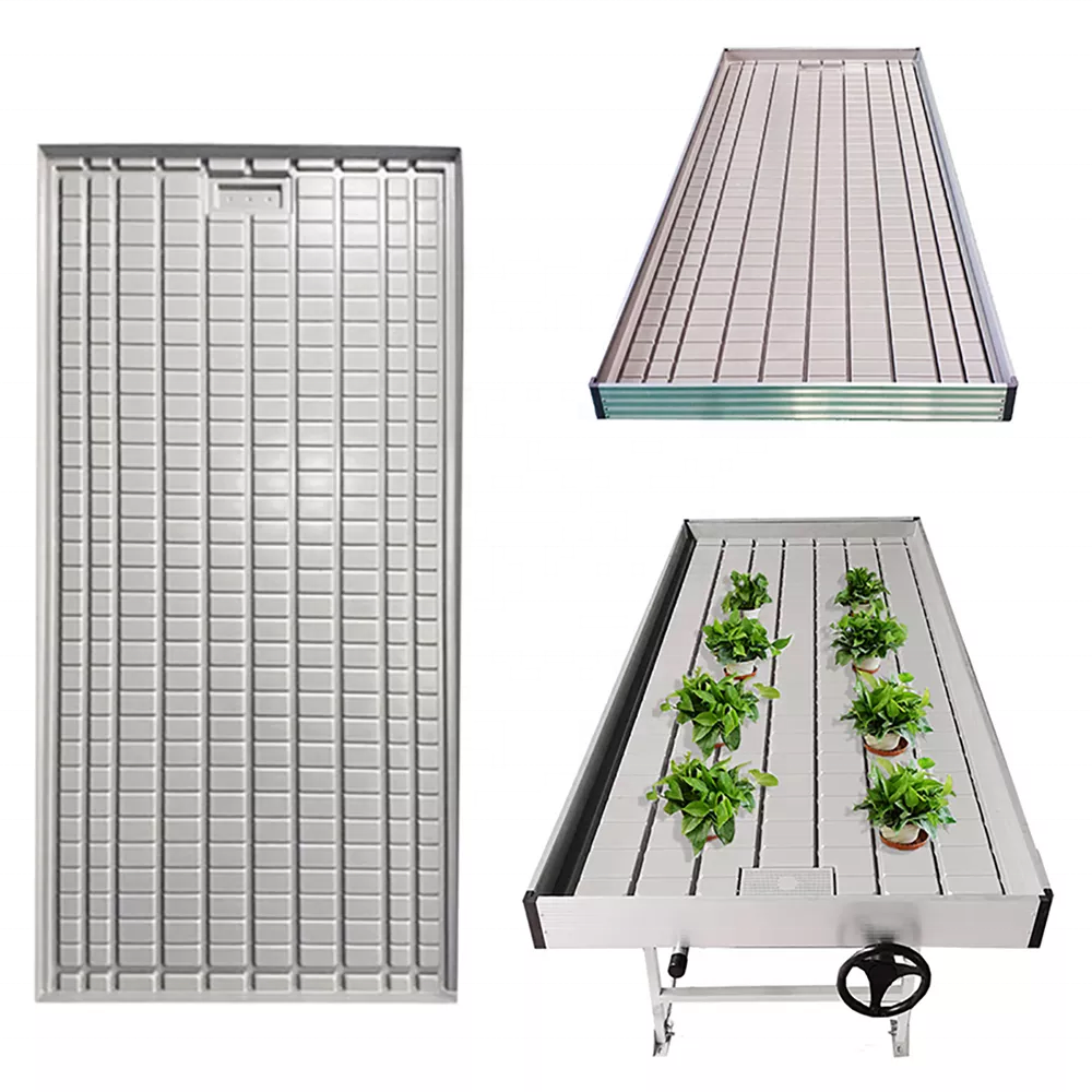 Agricultural Greenhouse Hydroponics: Flood/Ebb Tables, Vertical Racks, ABS Trays.