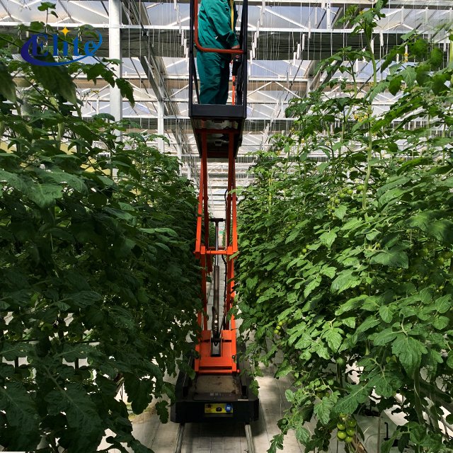 Pipe rail trolley electric height-adjustable cart for greenhouse work and harvesting