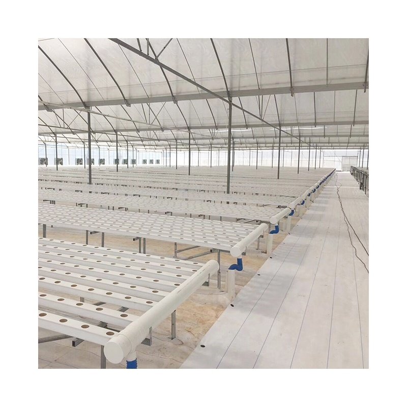 Vertical NFT hydroponic aquaponic system for commercial agricultural greenhouse