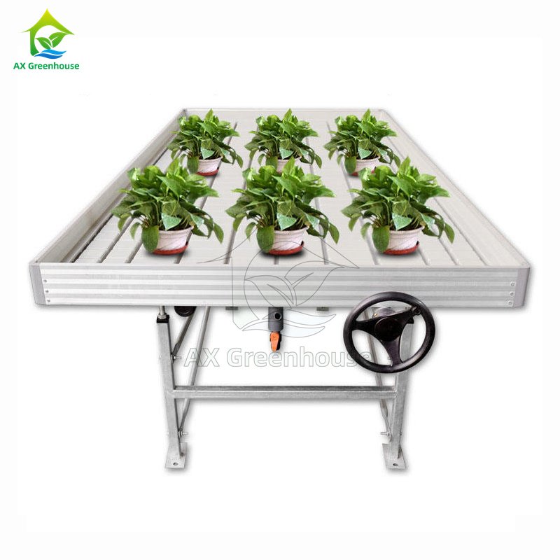 Agricultural Movable Hydroponic Ebb And Flow Rolling Bench Grow Table System Seedbed Flood Table With Flow Tray