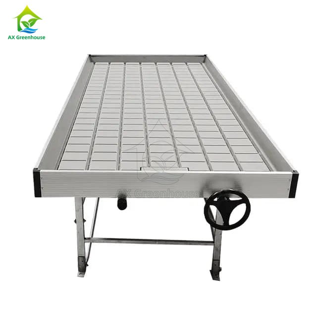 Agricultural Movable Hydroponic Ebb And Flow Rolling Bench Grow Table System Seedbed Flood Table With Flow Tray
