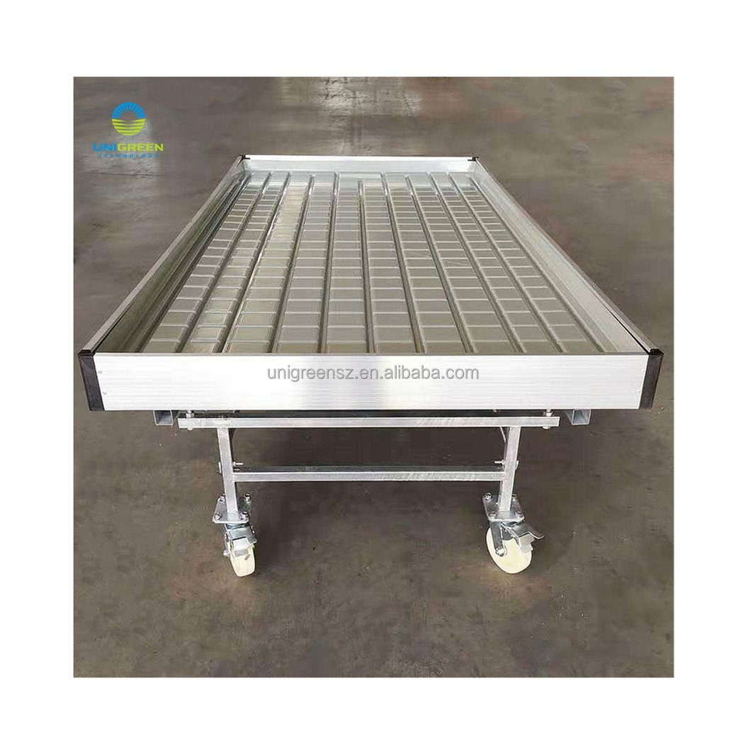 Rolling Bench System With Wheels and Trellis Shift Grow Equipment Movable 4*8 Ebb And Flow Tray Grow Tables Flood Rolling Bench