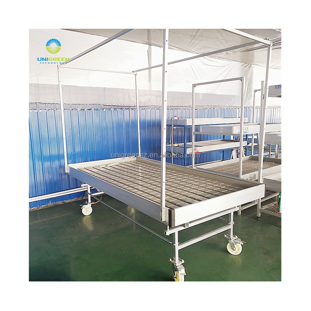 Rolling Bench System With Wheels and Trellis Shift Grow Equipment Movable 4*8 Ebb And Flow Tray Grow Tables Flood Rolling Bench