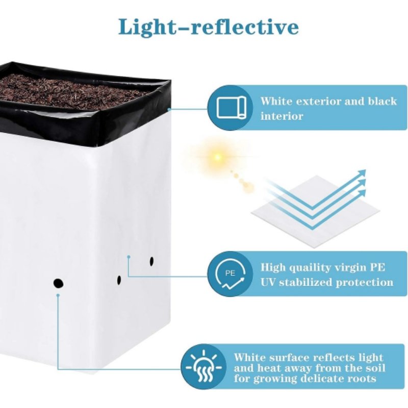 5 Gallon Anti-UV plastic nursery bag black open top poly grow bag for greenhouse planting