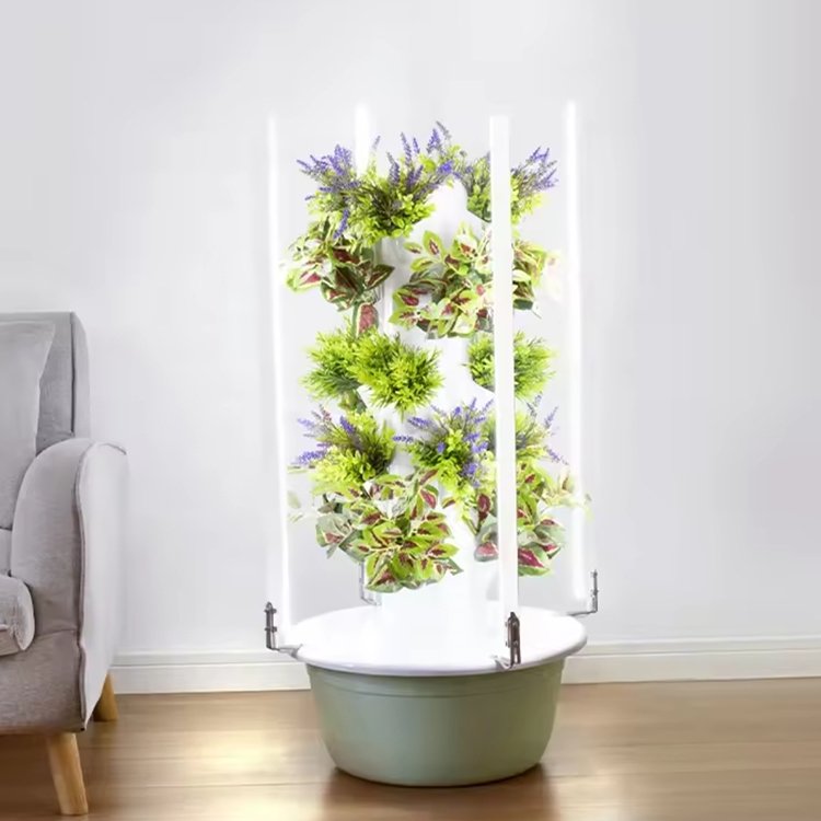 hydroponic tower growing system with Led Light for Leafy Vegetable hydroponics tower vertical agriculture hydroponics