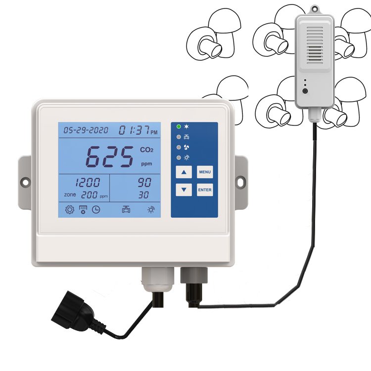 Greenhouse CO2 controller , Wall mounted air quality carbon dioxide monitor and controller with remote sensor