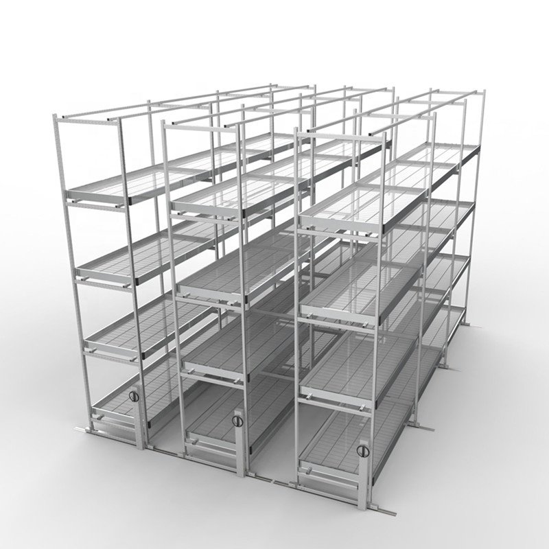 Greenhouse hydroponic system movable aluminum rack vertical grow tray led grow rack system