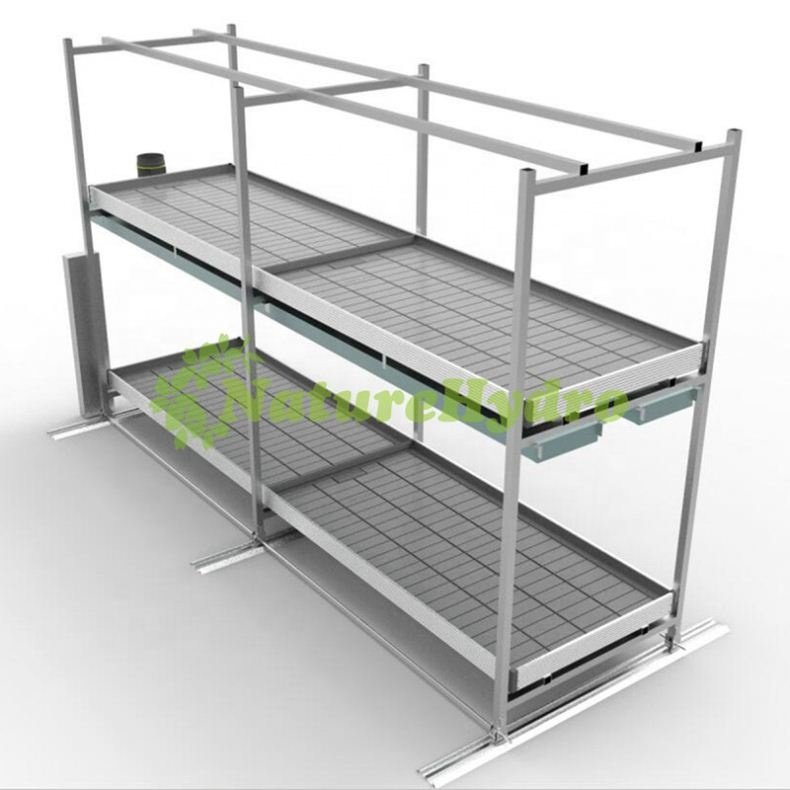 Greenhouse hydroponic system movable aluminum rack vertical grow tray led grow rack system