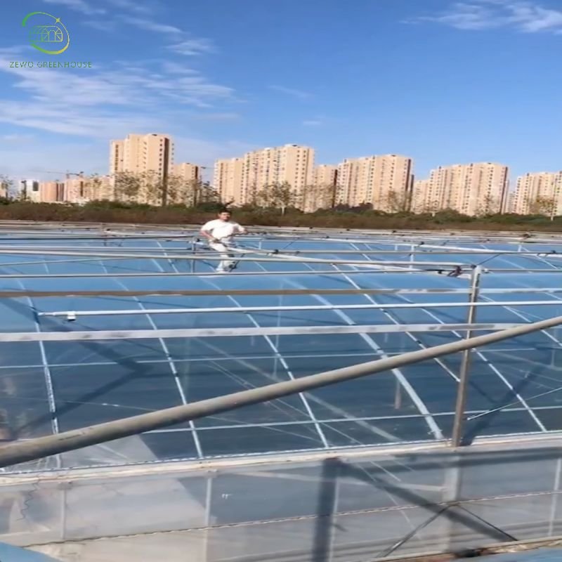 Factory wholesale stock exterior shading steel frame commercial multi span film greenhouse