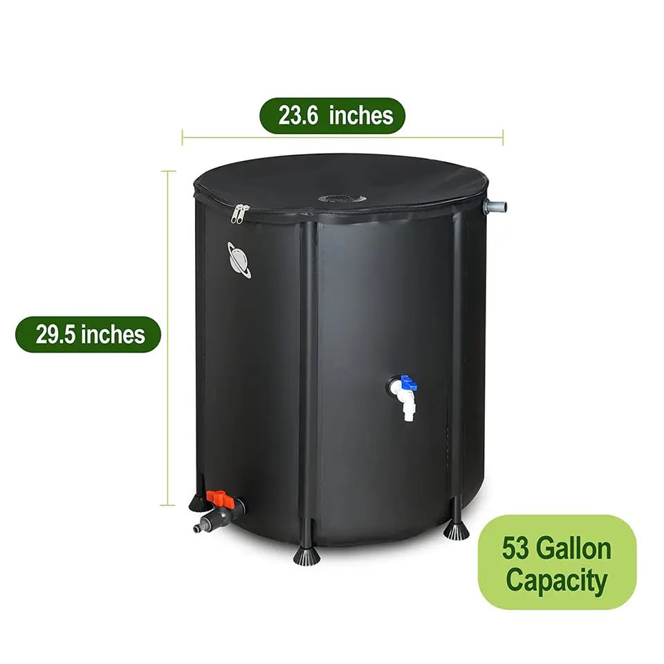 Portable Rain Barrel Water Tank Collapsible Rainwater Collection System Storage Container Water Collector Barrels Cover