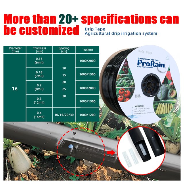 Customizable garden agriculture irrigation 16mm 20mm double layer drip tape