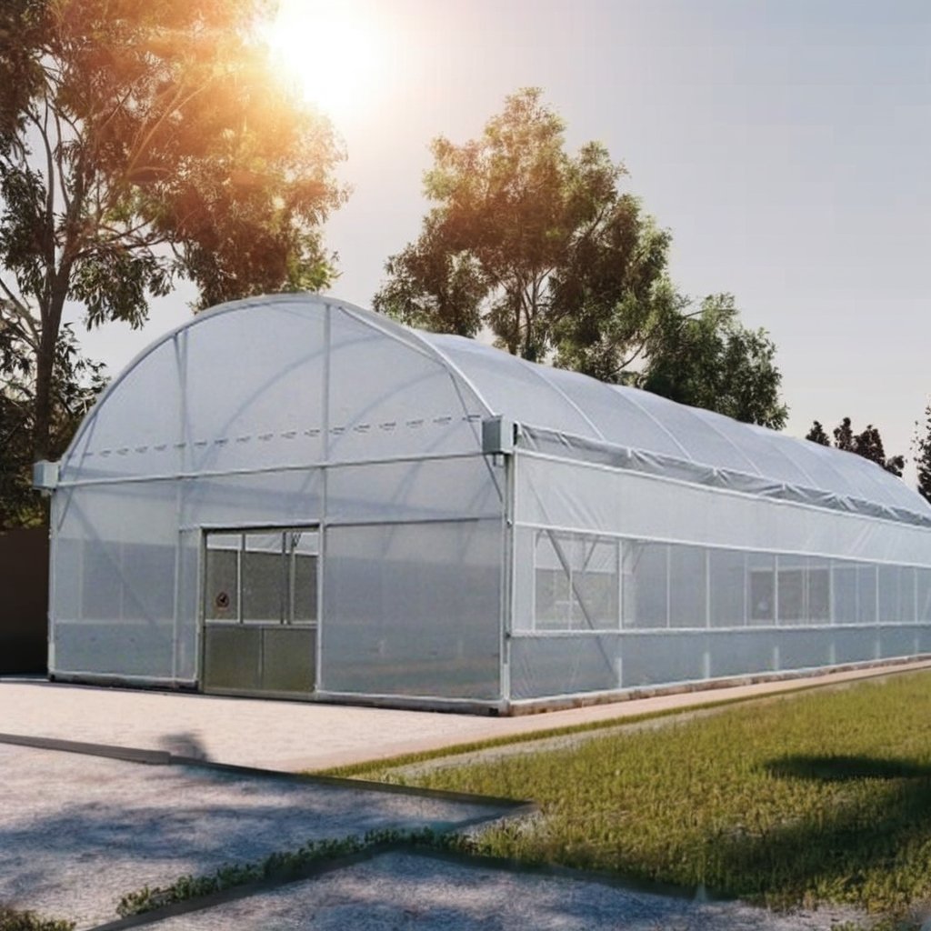 8m Span Single-Span Agricultural Greenhouse for Vegetable Growing Irrigation and Hydroponic System Made of Plastic and Steel