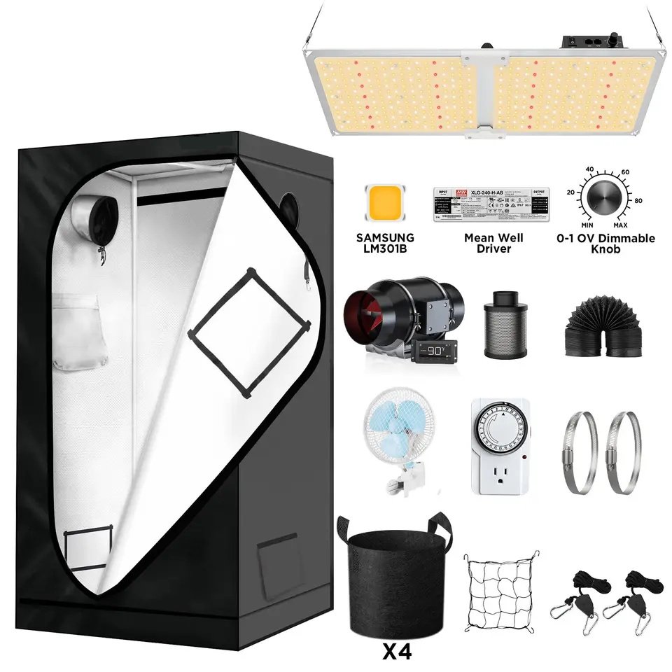Greenhouse complete kits grow box indoor 600D hydroponics 120*120*200cm grow box kit