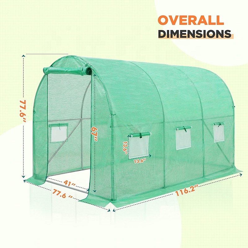 3 x 2 x 2M Garden Tunnel Greenhouse Agricultural Plastic Garden Walk-in Greenhouse