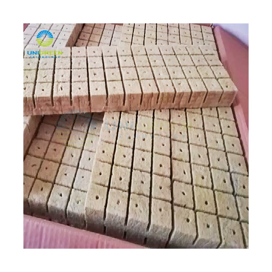 Small Grow Rock Wool Cubes With Planting Holes Clone Rock Commercial Greenhouse Hydroponic Growing Medium Block Wool Grow Plugs