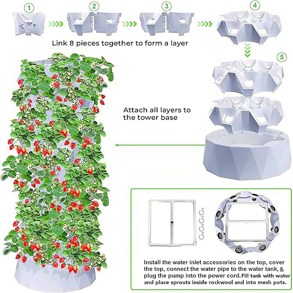 Small Size Vertical Hydroponic Tower Garden Aeroponic Growing System for Plant Usage Made of PP Agricultural Greenhouse