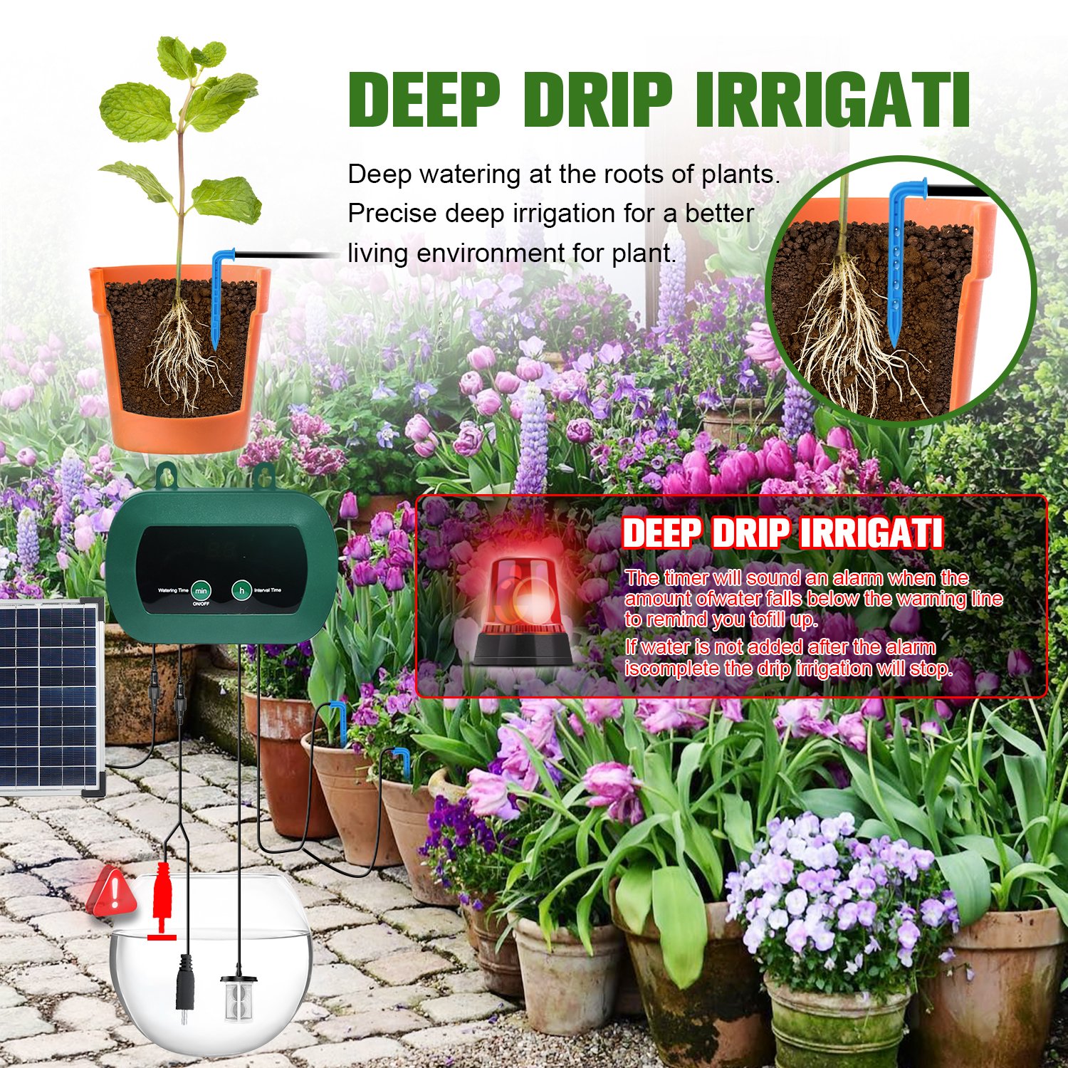 Garden Greenhouse Watering Globes Kit Micro Drip Pumps Solar Hydroponics Equipment Automatic Drip Watering Irrigation System
