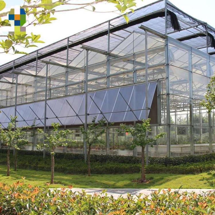 Low Price Commercial intelligent Glass Greenhouse With Hydroponic Systems Greenhouse Factory