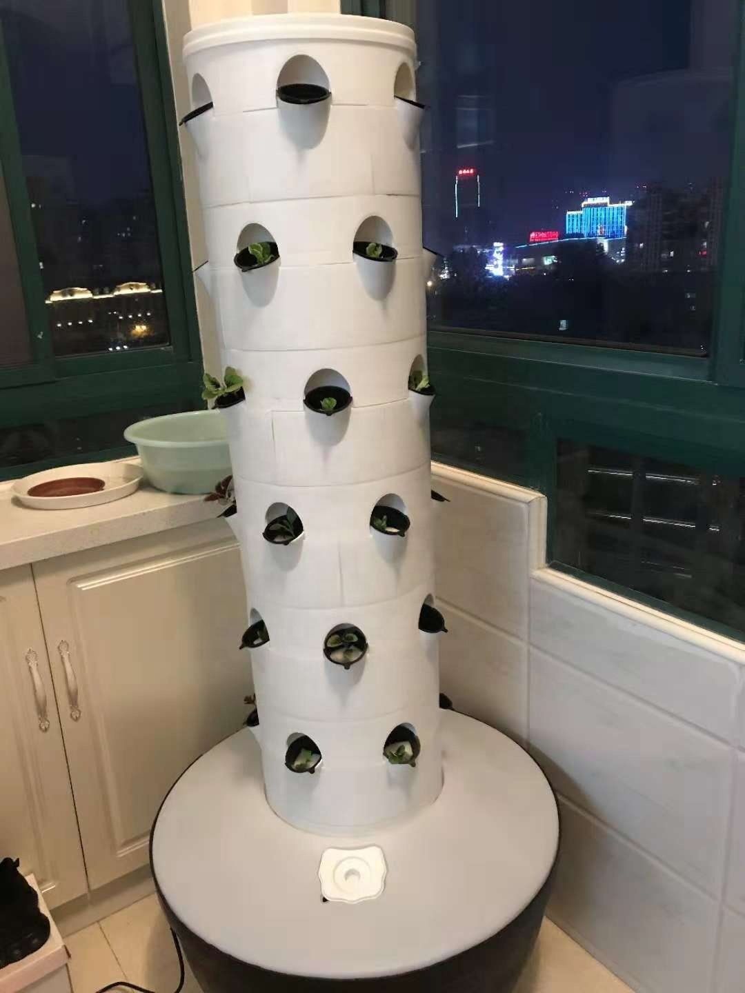 Aeroponic system hydroponic vertical garden grow tower growing vegetables herbs plastic column tower system greenhouse farming