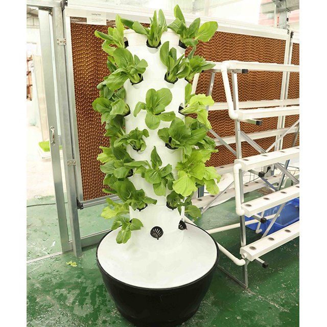 Aeroponic system hydroponic vertical garden grow tower growing vegetables herbs plastic column tower system greenhouse farming