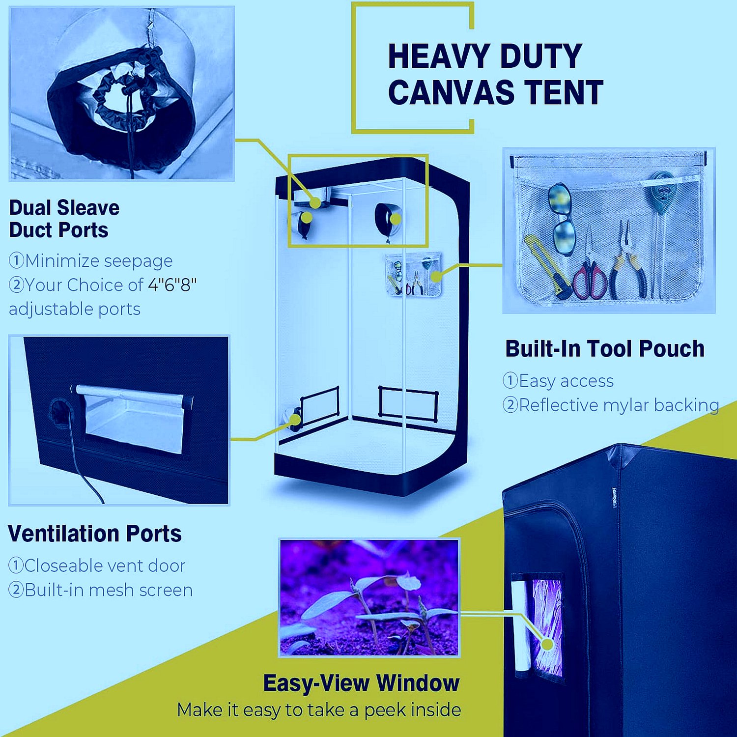 100*100*200cm farm system grow tent 1860D agricultural tent 3.0μmol/J Spydr led grow light tent kit complete