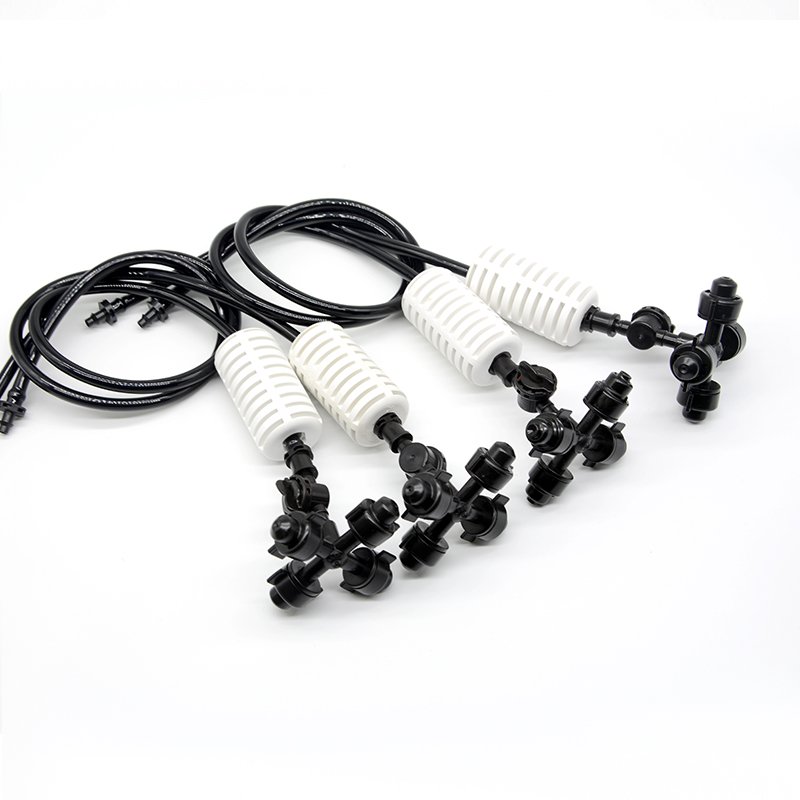 Four Way Cross Misting Irrigation System Micro Sprinkler Fogger Spray Nozzle Garden Hanging Sprinkler