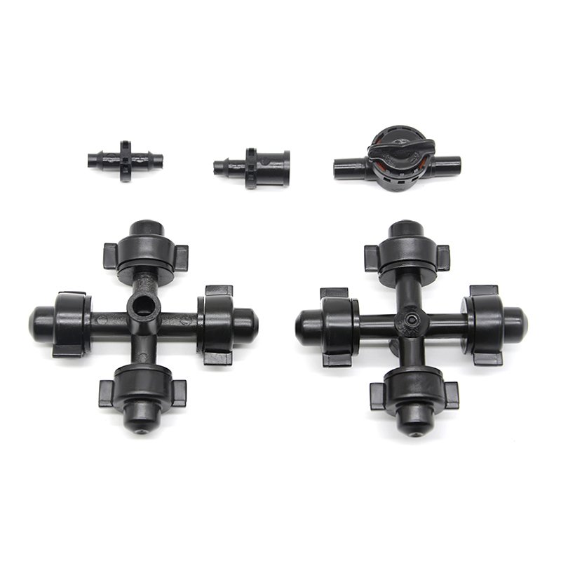 Four Way Cross Misting Irrigation System Micro Sprinkler Fogger Spray Nozzle Garden Hanging Sprinkler