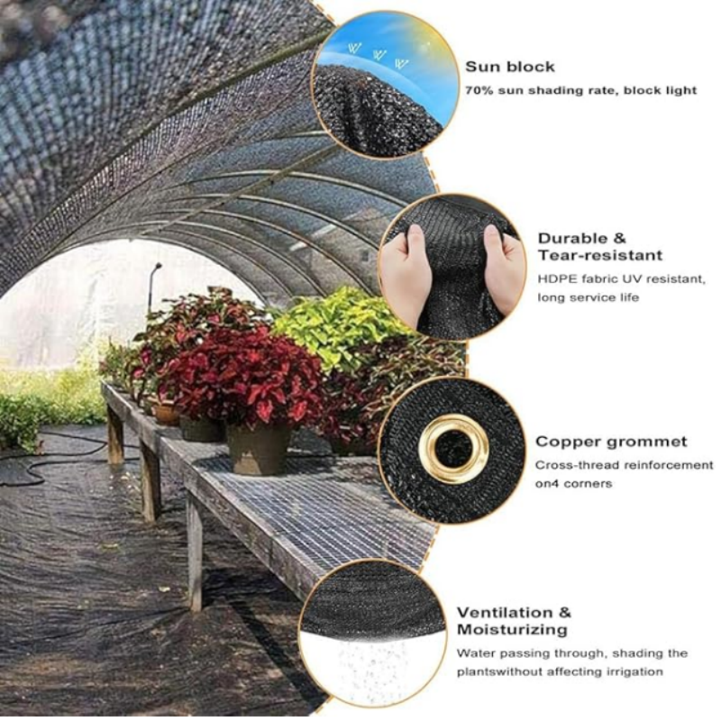 Black shade net rolls agricultural greenhouse outdoor shade net farming sun shade net