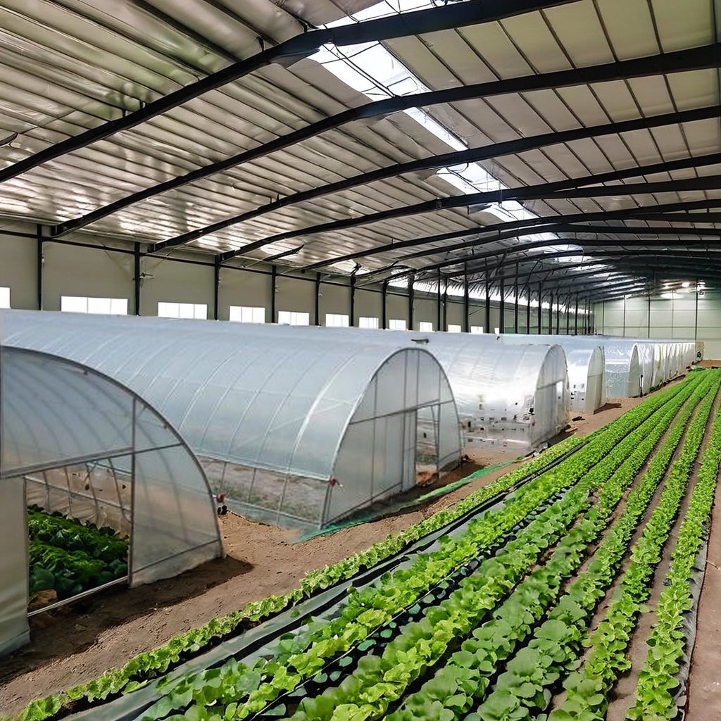 Large Low-Cost 2024 PO Film Material Agricultural Commercial 40X100m Single Span Tunnel Greenhouse for Sale